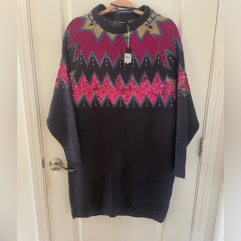 Sweater dress from Nordstrom Rack. Thick and warm with sequin details. Size L.